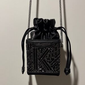 Karl Lagerfeld Black Mini Bag with Silver Chain